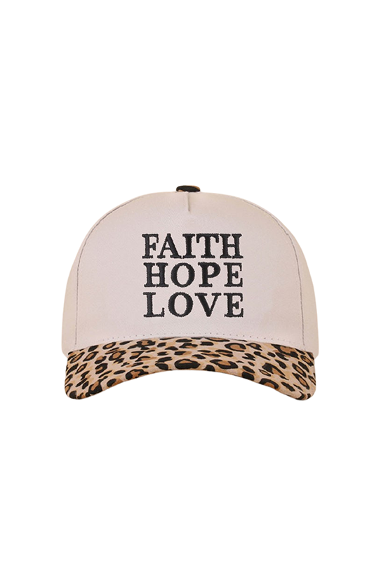 "Faith Hope Love" Two-Tone Ball Cap-Leopard-[option4]-[option5]-Cute-Trendy-Shop-Womens-Boutique-Clothing-Store