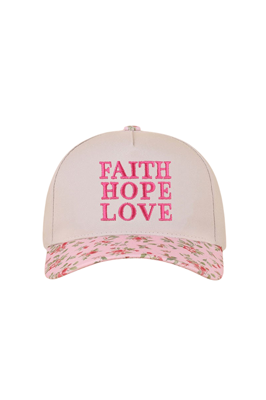 "Faith Hope Love" Two-Tone Ball Cap-Floral-[option4]-[option5]-Cute-Trendy-Shop-Womens-Boutique-Clothing-Store
