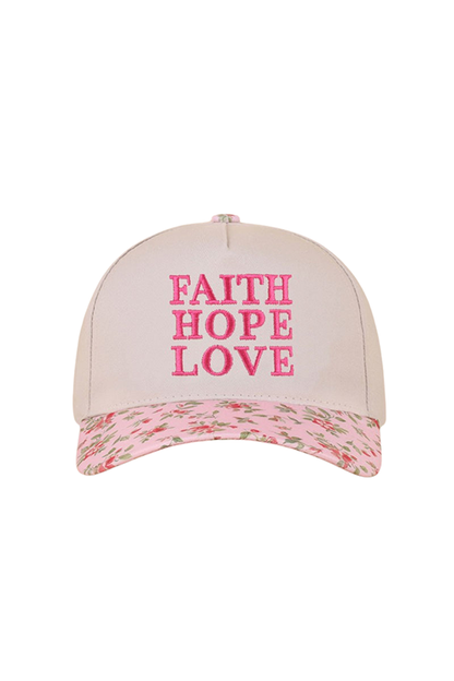 "Faith Hope Love" Two-Tone Ball Cap-Floral-[option4]-[option5]-Cute-Trendy-Shop-Womens-Boutique-Clothing-Store