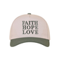 "Faith Hope Love" Two-Tone Ball Cap-Forest-[option4]-[option5]-Cute-Trendy-Shop-Womens-Boutique-Clothing-Store