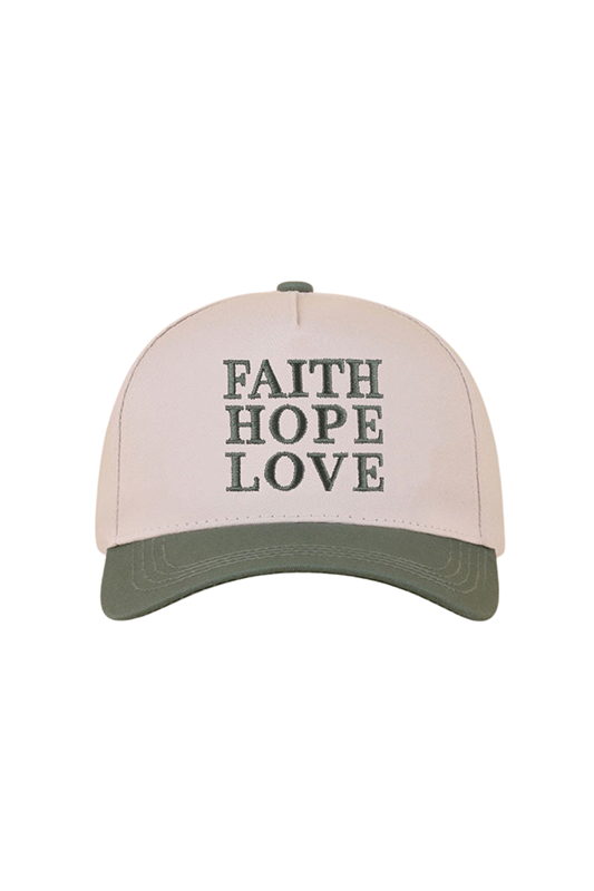 "Faith Hope Love" Two-Tone Ball Cap-Forest-[option4]-[option5]-Cute-Trendy-Shop-Womens-Boutique-Clothing-Store