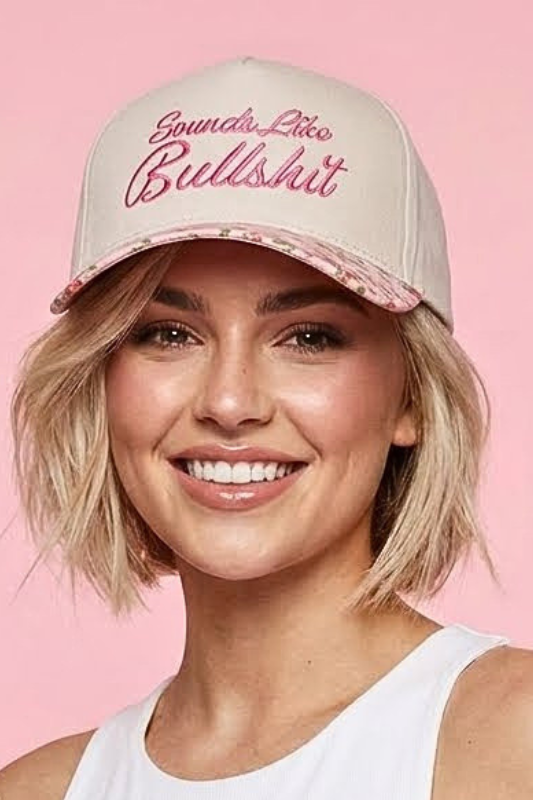 "Sounds Like Bullsh*t" Ballcap-Floral-[option4]-[option5]-Cute-Trendy-Shop-Womens-Boutique-Clothing-Store