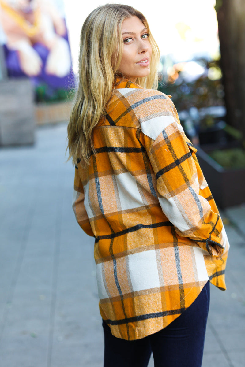 Weekend Ready Butterscotch Plaid Flannel Oversized Jacket *online exclusive-[option4]-[option5]-Cute-Trendy-Shop-Womens-Boutique-Clothing-Store