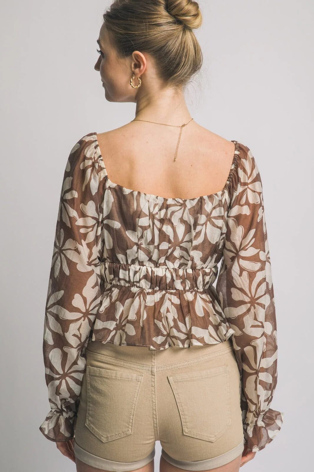 Midnight & Mocha Floral Peplum Blouse-Cute-Trendy-Shop-Womens-Boutique-Clothing-Store
