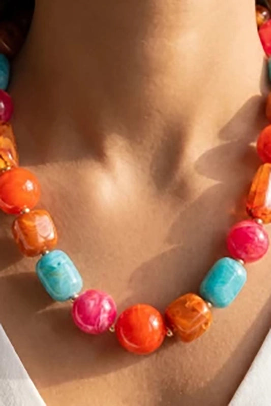 Chunky Marbled Mixed-Bead Statement Necklace-Cute-Trendy-Shop-Womens-Boutique-Clothing-Store