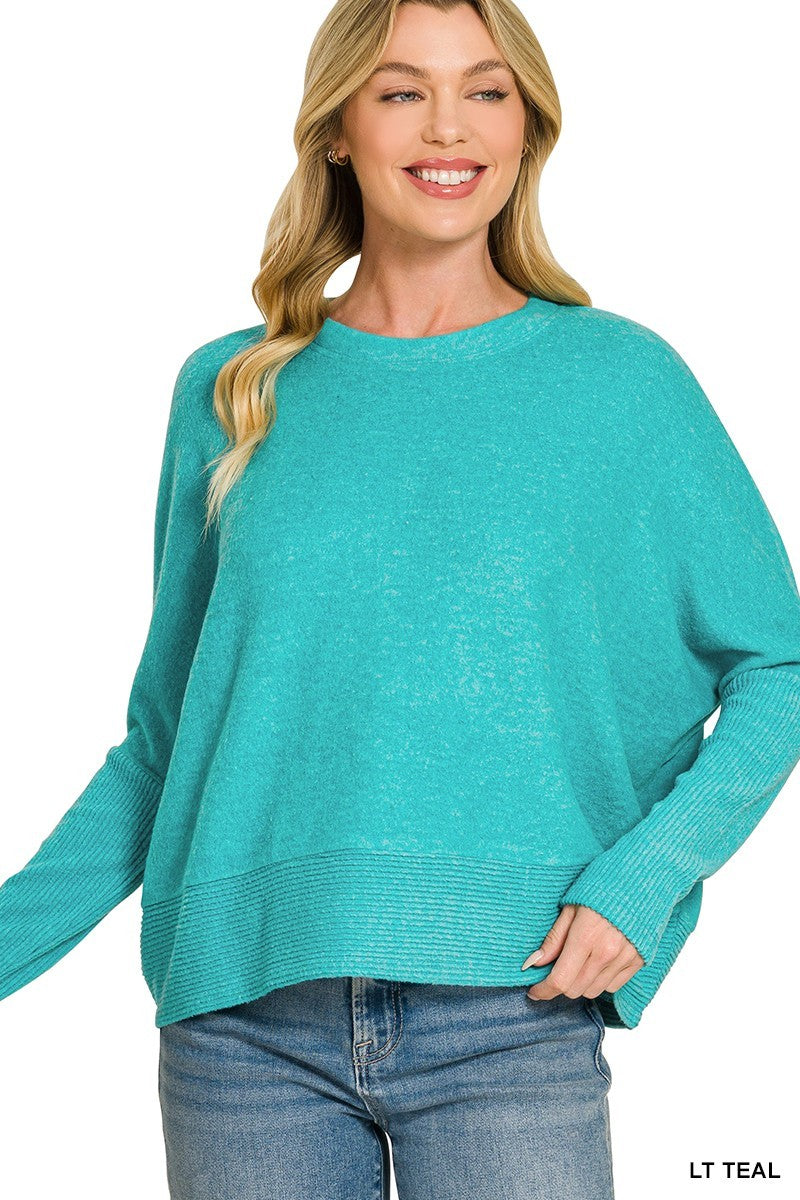 CloudKnit Cozy Melange Top-Blue Teal-SMALL/MEDIUM-Cute-Trendy-Shop-Womens-Boutique-Clothing-Store