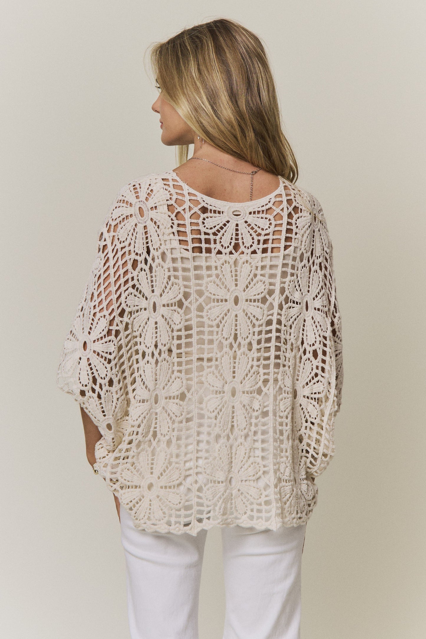 Boho Blossom Crochet Poncho Top-Cute-Trendy-Shop-Womens-Boutique-Clothing-Store