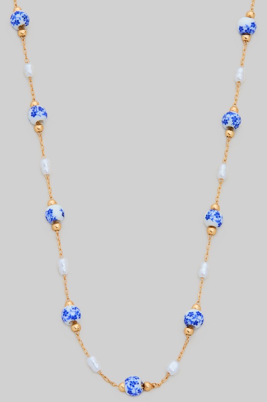 Tea Time Blue & White Beaded Necklace-[option4]-[option5]-Cute-Trendy-Shop-Womens-Boutique-Clothing-Store