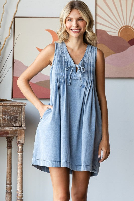 Talk To Me V Neck Denim Dress-[option4]-[option5]-Cute-Trendy-Shop-Womens-Boutique-Clothing-Store