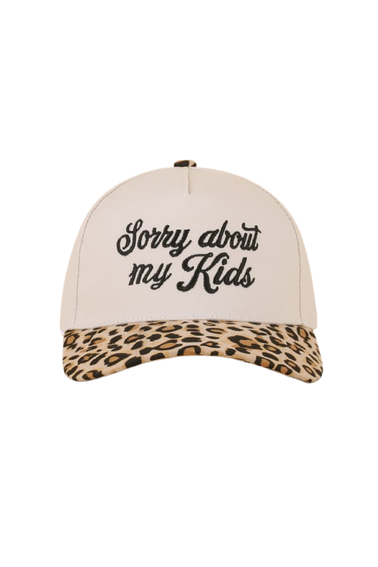 Sorry About My Kids Baseball Cap-Leopard-[option4]-[option5]-Cute-Trendy-Shop-Womens-Boutique-Clothing-Store