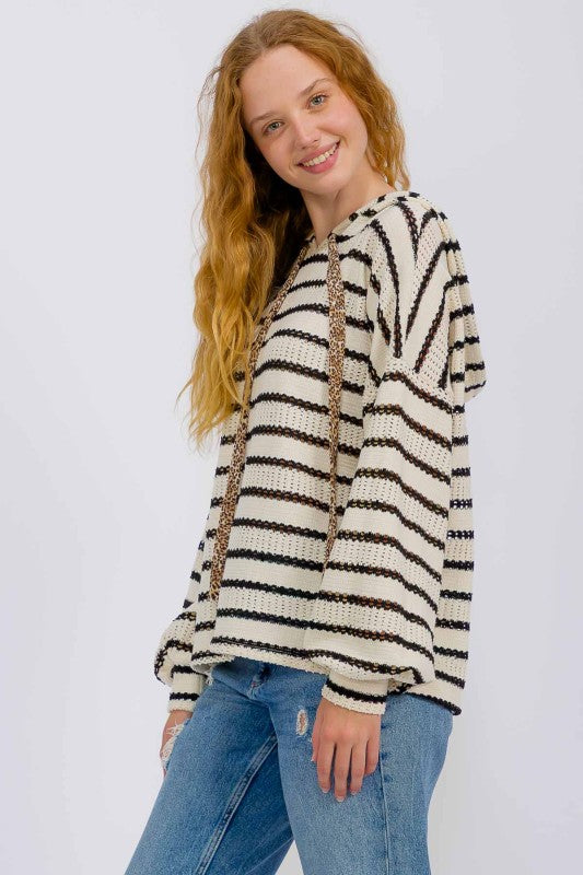 Time For Fun Black Stripe Hoodie-[option4]-[option5]-Cute-Trendy-Shop-Womens-Boutique-Clothing-Store