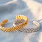 Golden Braided Herringbone Weave Cuff Bracelet-Cute-Trendy-Shop-Womens-Boutique-Clothing-Store