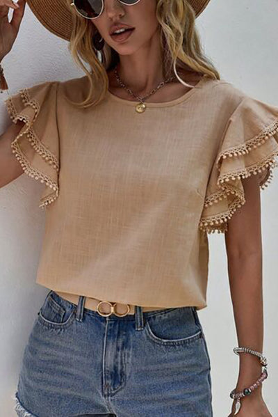 Take Note Spring Top Khaki *Online & In Store*-[option4]-[option5]-Cute-Trendy-Shop-Womens-Boutique-Clothing-Store