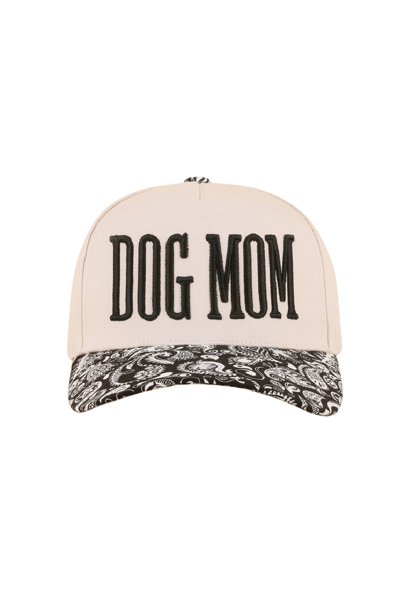 Dog Mom Two Tone Baseball Cap-Paisley Black-Cute-Trendy-Shop-Womens-Boutique-Clothing-Store