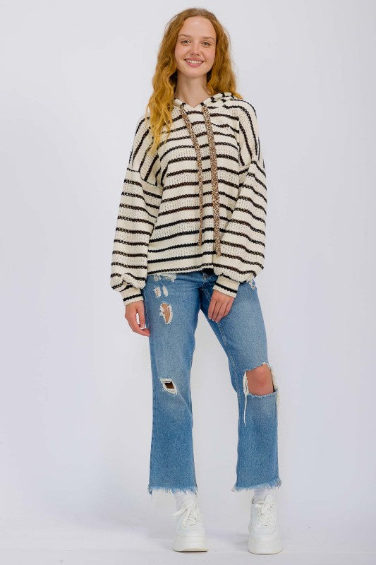 Time For Fun Black Stripe Hoodie-[option4]-[option5]-Cute-Trendy-Shop-Womens-Boutique-Clothing-Store