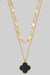 Layered Clover Gold Necklace Black-[option4]-[option5]-Cute-Trendy-Shop-Womens-Boutique-Clothing-Store