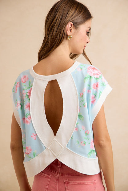 Catch 'Em Staring Floral Terry Top-SMALL-Light Blue-[option4]-[option5]-Cute-Trendy-Shop-Womens-Boutique-Clothing-Store