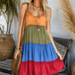 Canyon Sunset Colorblock Tiered Mini Dress
