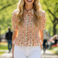 You Look Pretty Button Up Floral Smocked Top