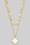 Layered Clover Gold Necklace White-[option4]-[option5]-Cute-Trendy-Shop-Womens-Boutique-Clothing-Store