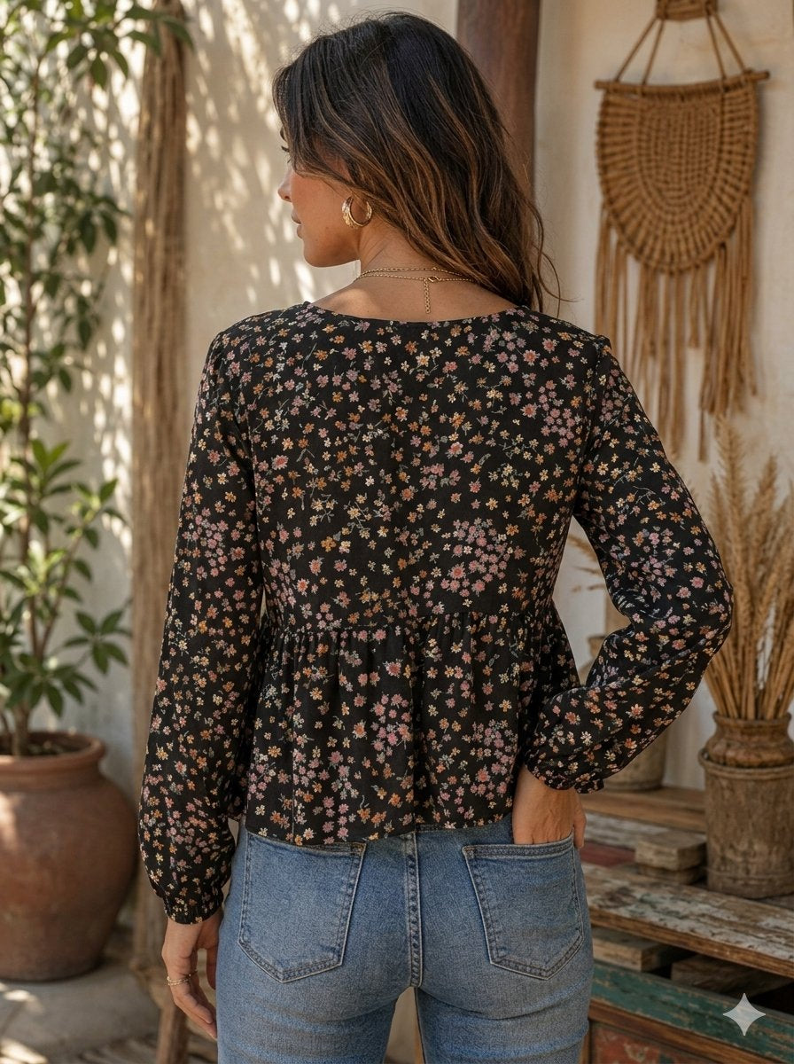 Velvet Moon Boho Peplum Floral Top-Cute-Trendy-Shop-Womens-Boutique-Clothing-Store