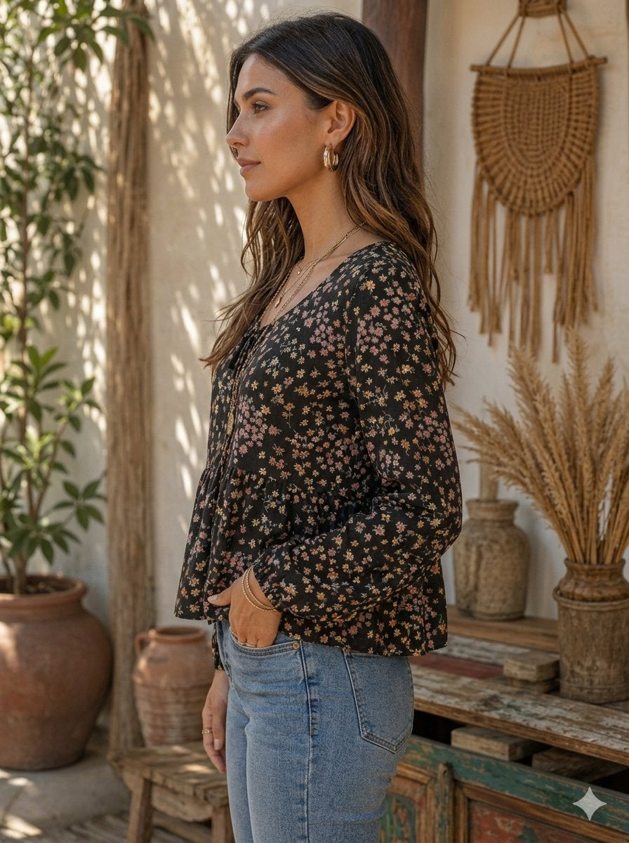 Velvet Moon Boho Peplum Floral Top-Cute-Trendy-Shop-Womens-Boutique-Clothing-Store