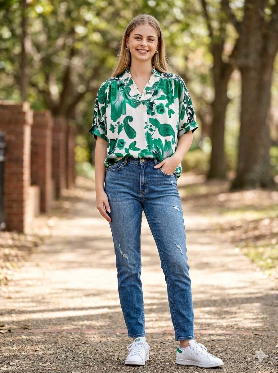 Emerald Meadow Paisley Dolman Top-SMALL-Cute-Trendy-Shop-Womens-Boutique-Clothing-Store