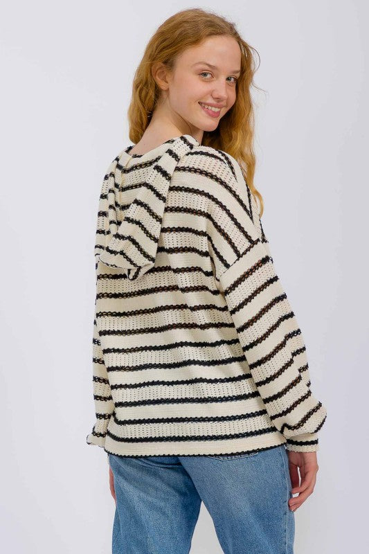 Time For Fun Black Stripe Hoodie-[option4]-[option5]-Cute-Trendy-Shop-Womens-Boutique-Clothing-Store