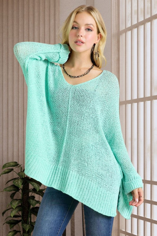 Can't Beat It Mint Basic V Neck Sweater-[option4]-[option5]-Cute-Trendy-Shop-Womens-Boutique-Clothing-Store