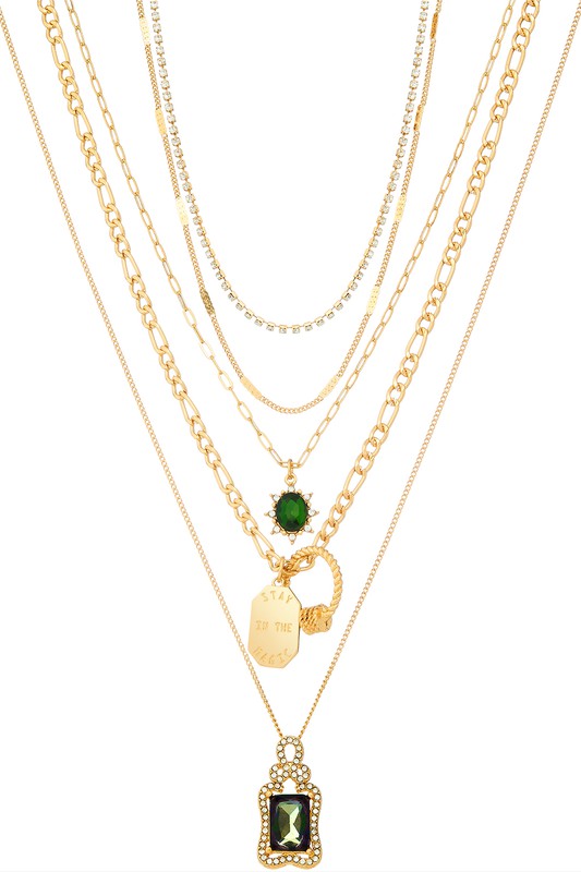 Multi Layer Stone Necklace Green-[option4]-[option5]-Cute-Trendy-Shop-Womens-Boutique-Clothing-Store