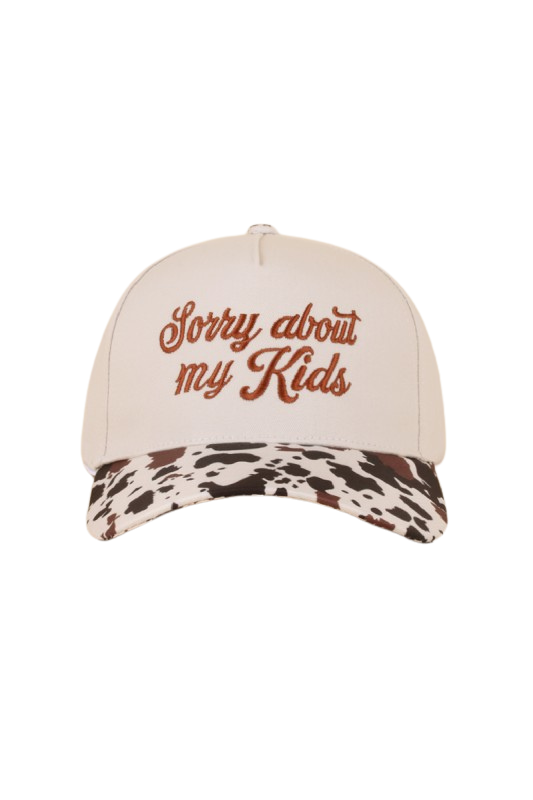 Sorry About My Kids Baseball Cap-Cow-[option4]-[option5]-Cute-Trendy-Shop-Womens-Boutique-Clothing-Store