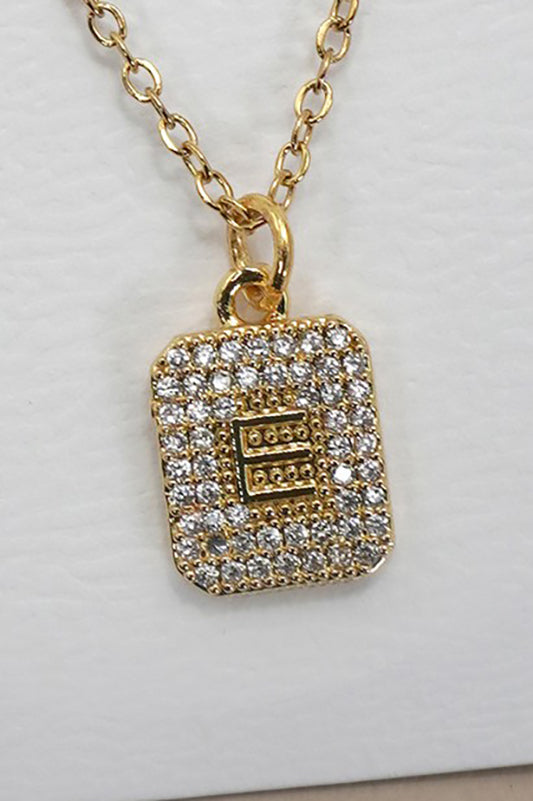 Rhinestone Initial Necklace Gold Limited Letters-E-[option4]-[option5]-Cute-Trendy-Shop-Womens-Boutique-Clothing-Store