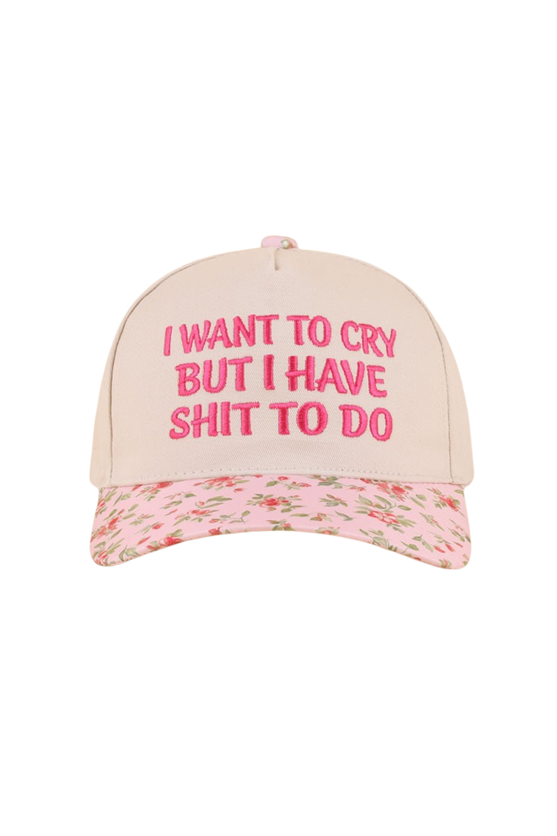 I Want To Cry But I Have S**T To Do Ball Cap-Floral-[option4]-[option5]-Cute-Trendy-Shop-Womens-Boutique-Clothing-Store
