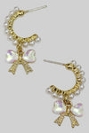 Dangling Bow Pearl Hoop Earrings-[option4]-[option5]-Cute-Trendy-Shop-Womens-Boutique-Clothing-Store