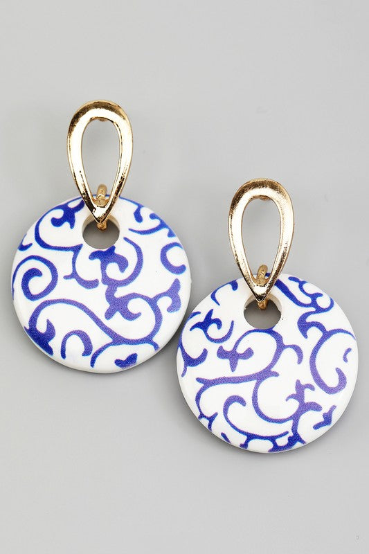 Porcelain Blue and White Round Earrings-[option4]-[option5]-Cute-Trendy-Shop-Womens-Boutique-Clothing-Store