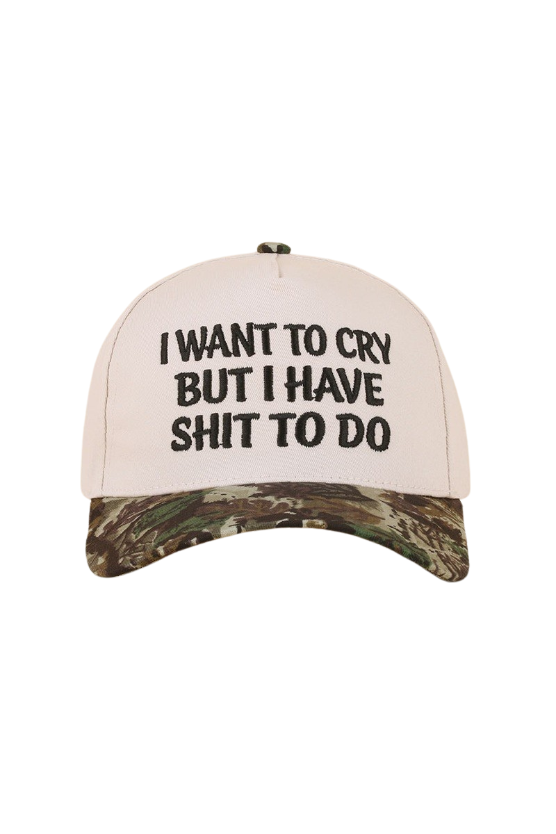 I Want To Cry But I Have S**T To Do Ball Cap-Camo-[option4]-[option5]-Cute-Trendy-Shop-Womens-Boutique-Clothing-Store