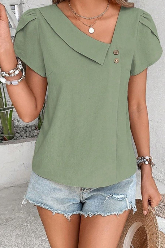Create Your Style Button Collar Summer Top *Online & In Store* Matcha Green-[option4]-[option5]-Cute-Trendy-Shop-Womens-Boutique-Clothing-Store