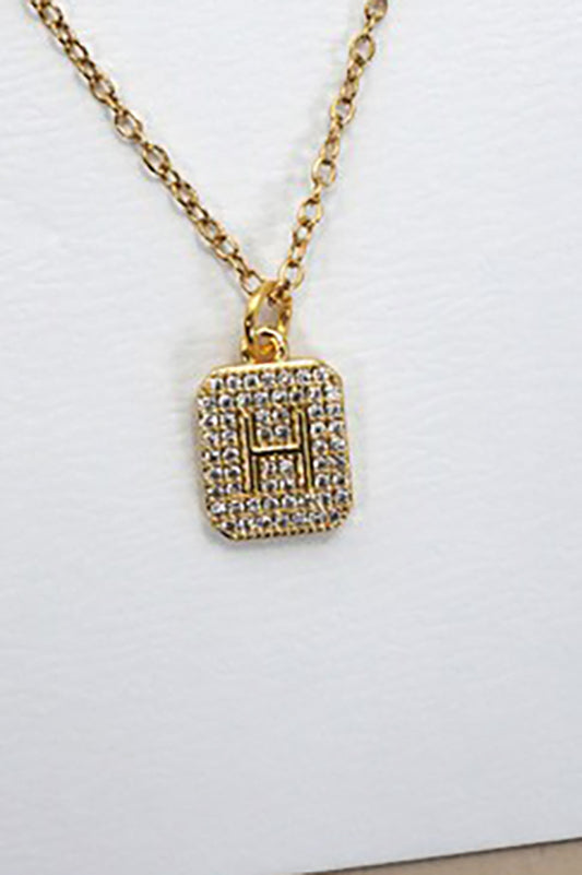 Rhinestone Initial Necklace Gold Limited Letters-H-[option4]-[option5]-Cute-Trendy-Shop-Womens-Boutique-Clothing-Store