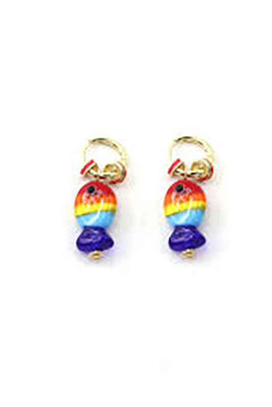 Rainbow Striped Glass Fish Huggie Earrings-Cute-Trendy-Shop-Womens-Boutique-Clothing-Store