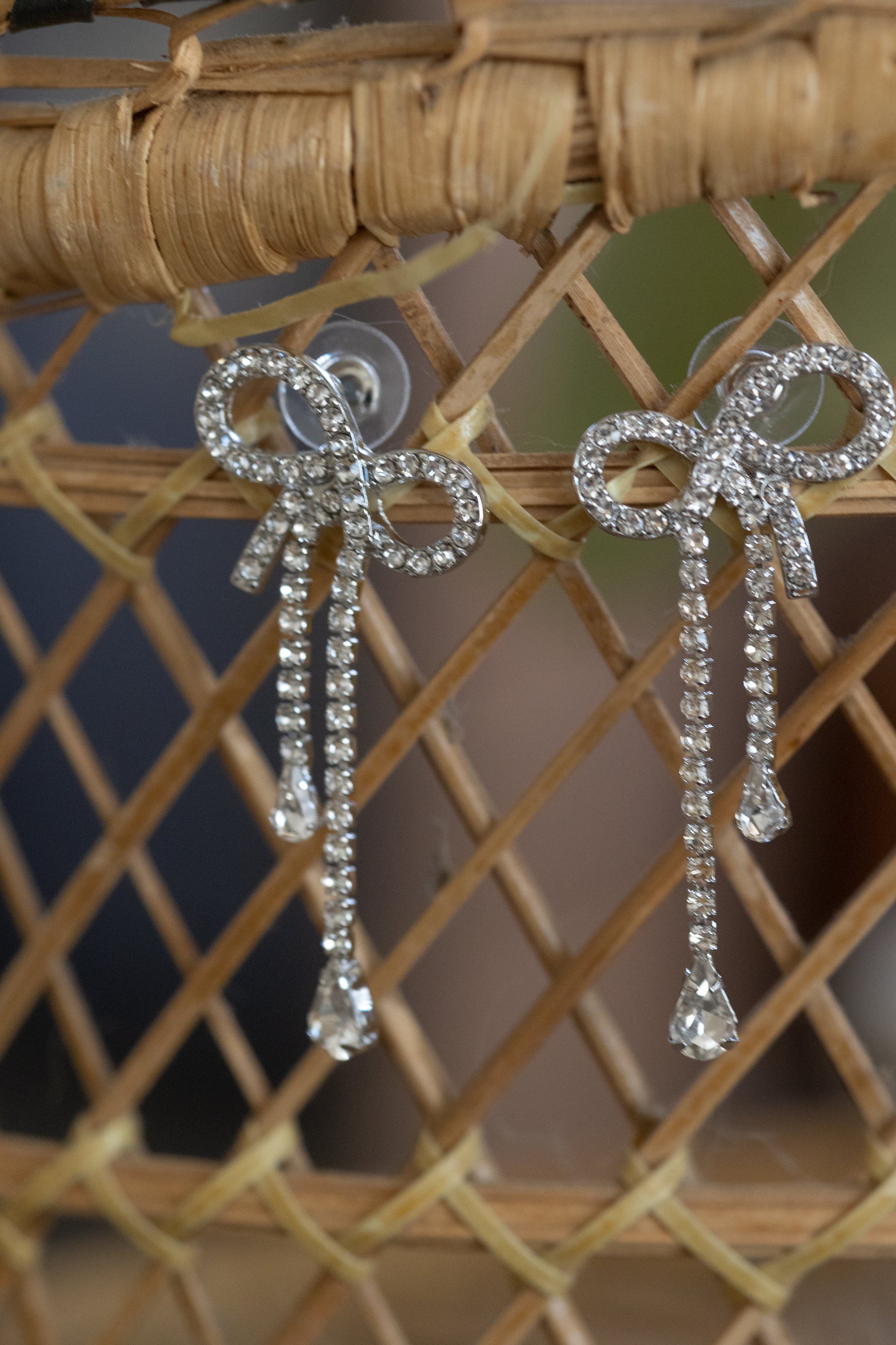 Pave Rhinestone Ribbon Earrings *online exclusive-[option4]-[option5]-Cute-Trendy-Shop-Womens-Boutique-Clothing-Store