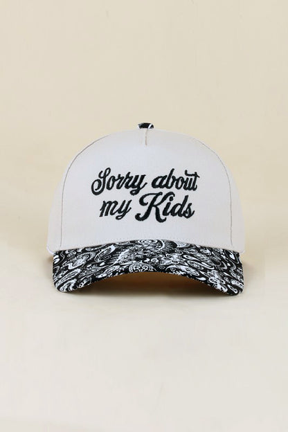 Sorry About My Kids Baseball Cap-Paisley Black-[option4]-[option5]-Cute-Trendy-Shop-Womens-Boutique-Clothing-Store