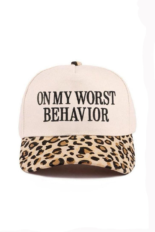"On my worst behavior" Cap-Leopard-[option4]-[option5]-Cute-Trendy-Shop-Womens-Boutique-Clothing-Store
