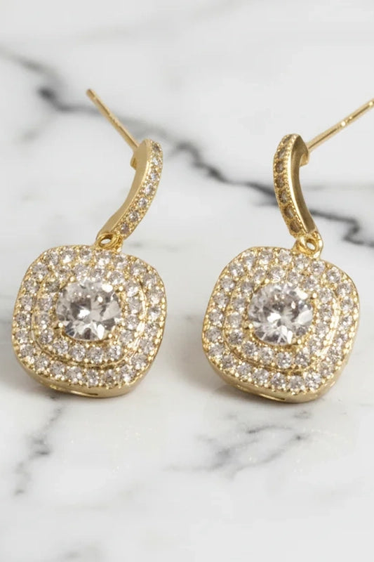 Glitzy & Glam Square Pave Drop Earrings-Cute-Trendy-Shop-Womens-Boutique-Clothing-Store