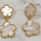 Double Clover Mother-of-Pearl Drop Earrings-White-Cute-Trendy-Shop-Womens-Boutique-Clothing-Store