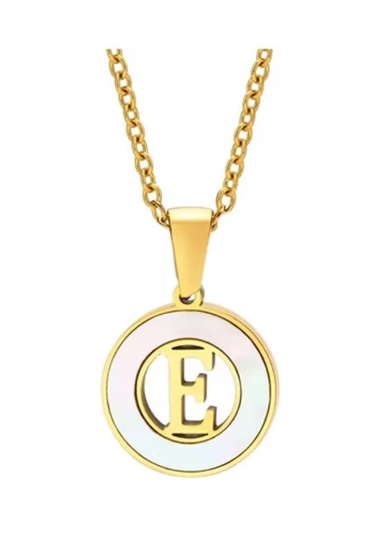 Mother of Pearl Initial Shell Pendant Necklace-E-[option4]-[option5]-Cute-Trendy-Shop-Womens-Boutique-Clothing-Store