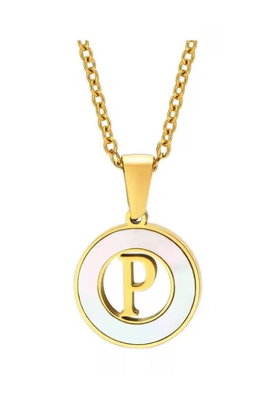 Mother of Pearl Initial Shell Pendant Necklace-P-[option4]-[option5]-Cute-Trendy-Shop-Womens-Boutique-Clothing-Store