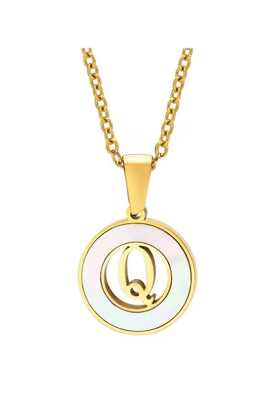 Mother of Pearl Initial Shell Pendant Necklace-Q-[option4]-[option5]-Cute-Trendy-Shop-Womens-Boutique-Clothing-Store