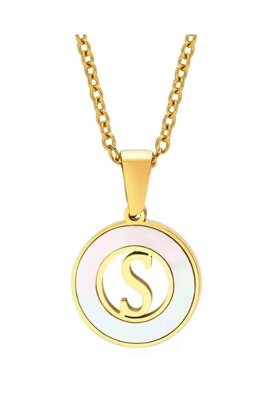 Mother of Pearl Initial Shell Pendant Necklace-S-[option4]-[option5]-Cute-Trendy-Shop-Womens-Boutique-Clothing-Store