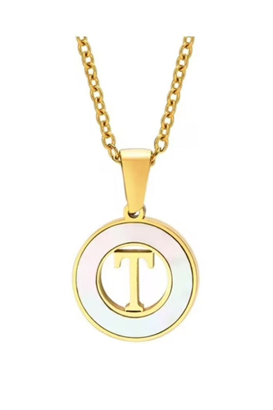 Mother of Pearl Initial Shell Pendant Necklace-T-[option4]-[option5]-Cute-Trendy-Shop-Womens-Boutique-Clothing-Store
