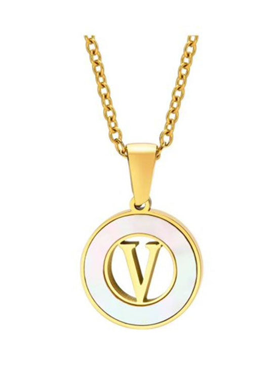Mother of Pearl Initial Shell Pendant Necklace-V-[option4]-[option5]-Cute-Trendy-Shop-Womens-Boutique-Clothing-Store